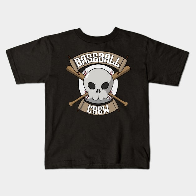 Baseball crew Jolly Roger Pirate flag Kids T-Shirt by RampArt